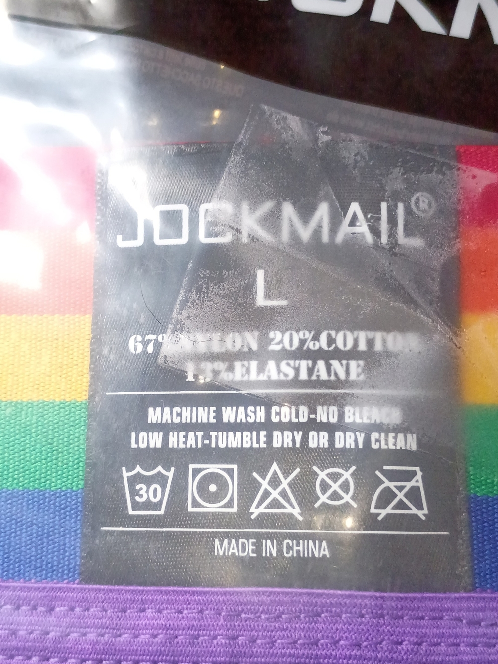 Jockmail Men's Rainbow Stripe Boxer Briefs - Large - Multicolor